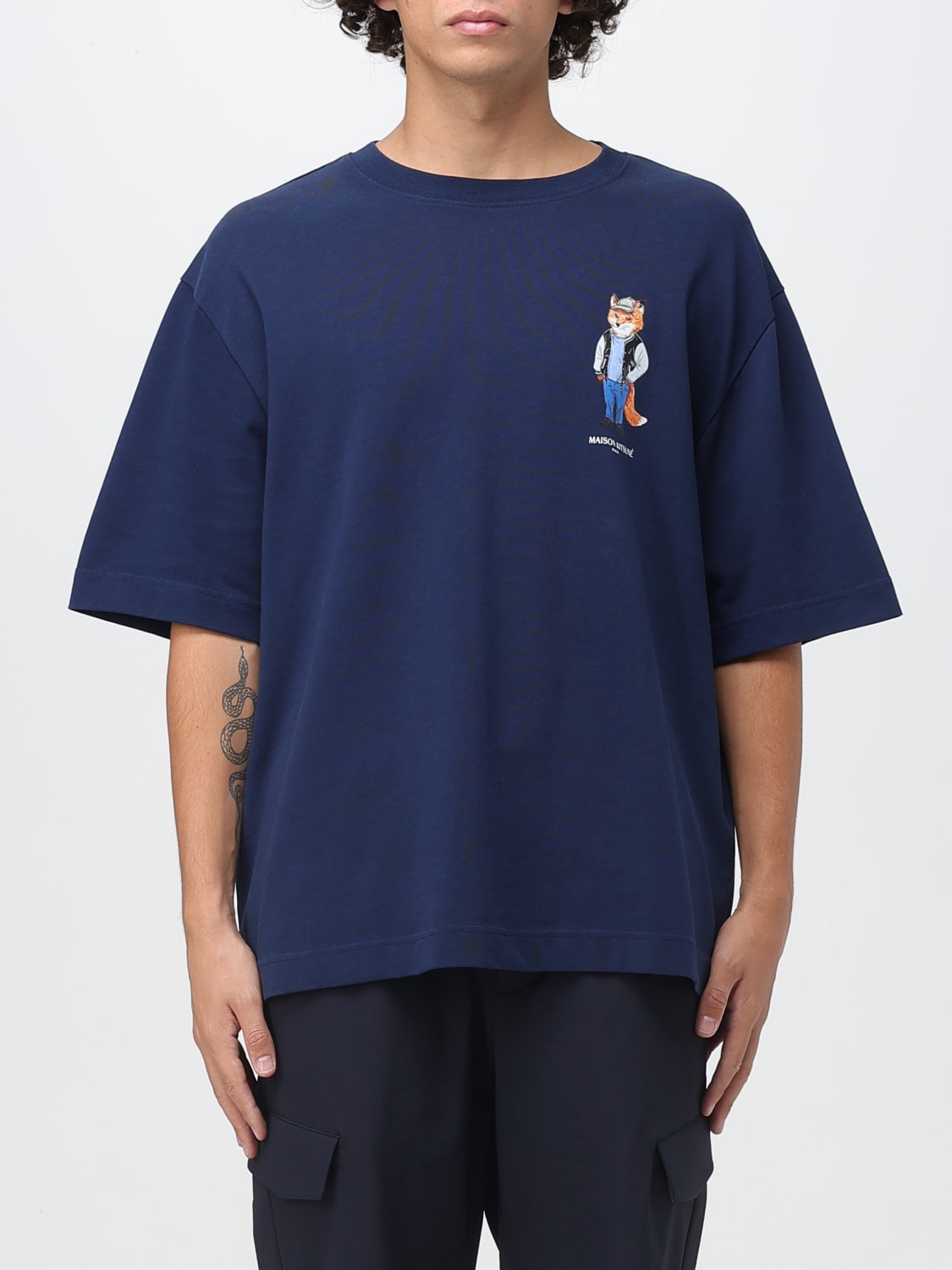 MAISON KITSUNÉ T-SHIRT: T-shirt men Maison KitsunÉ, Blue - Img 1