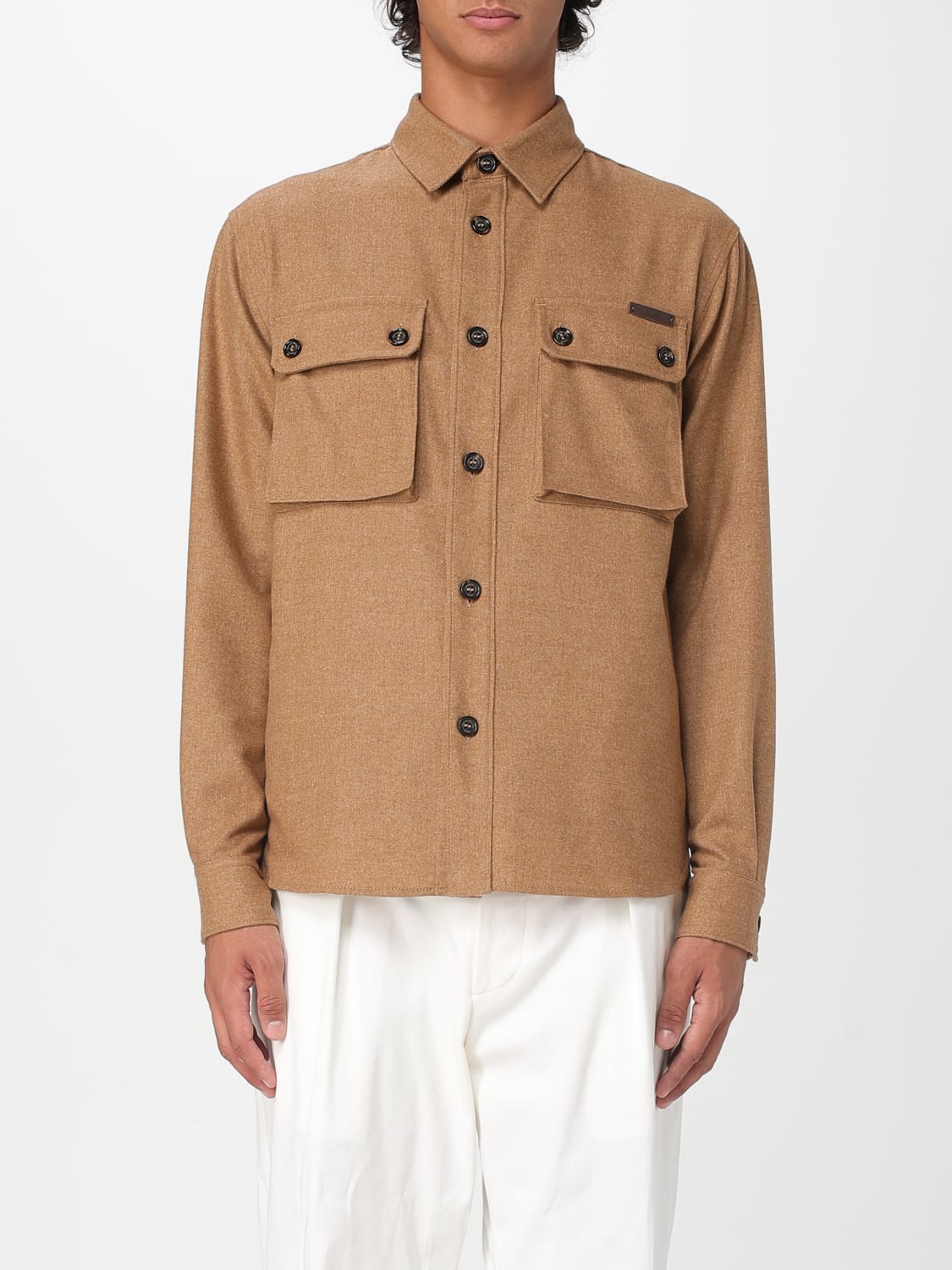 PAOLO PECORA CAMISA: Camisa hombre Paolo Pecora, Camello - Img 1