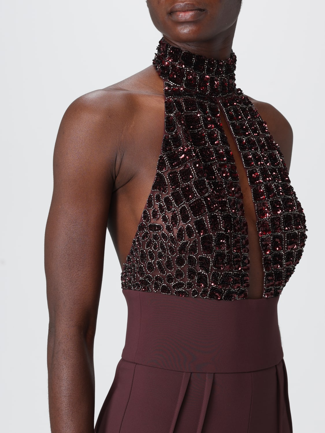 ELISABETTA FRANCHI MONO: Mono pieza mujer Elisabetta Franchi, Vino - Img 3