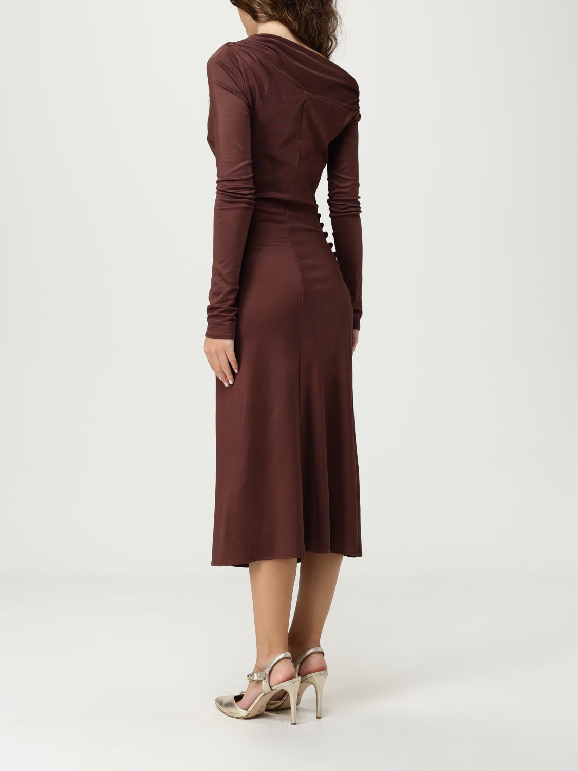 ELISABETTA FRANCHI DRESS: Dress woman Elisabetta Franchi, Brown - Img 2