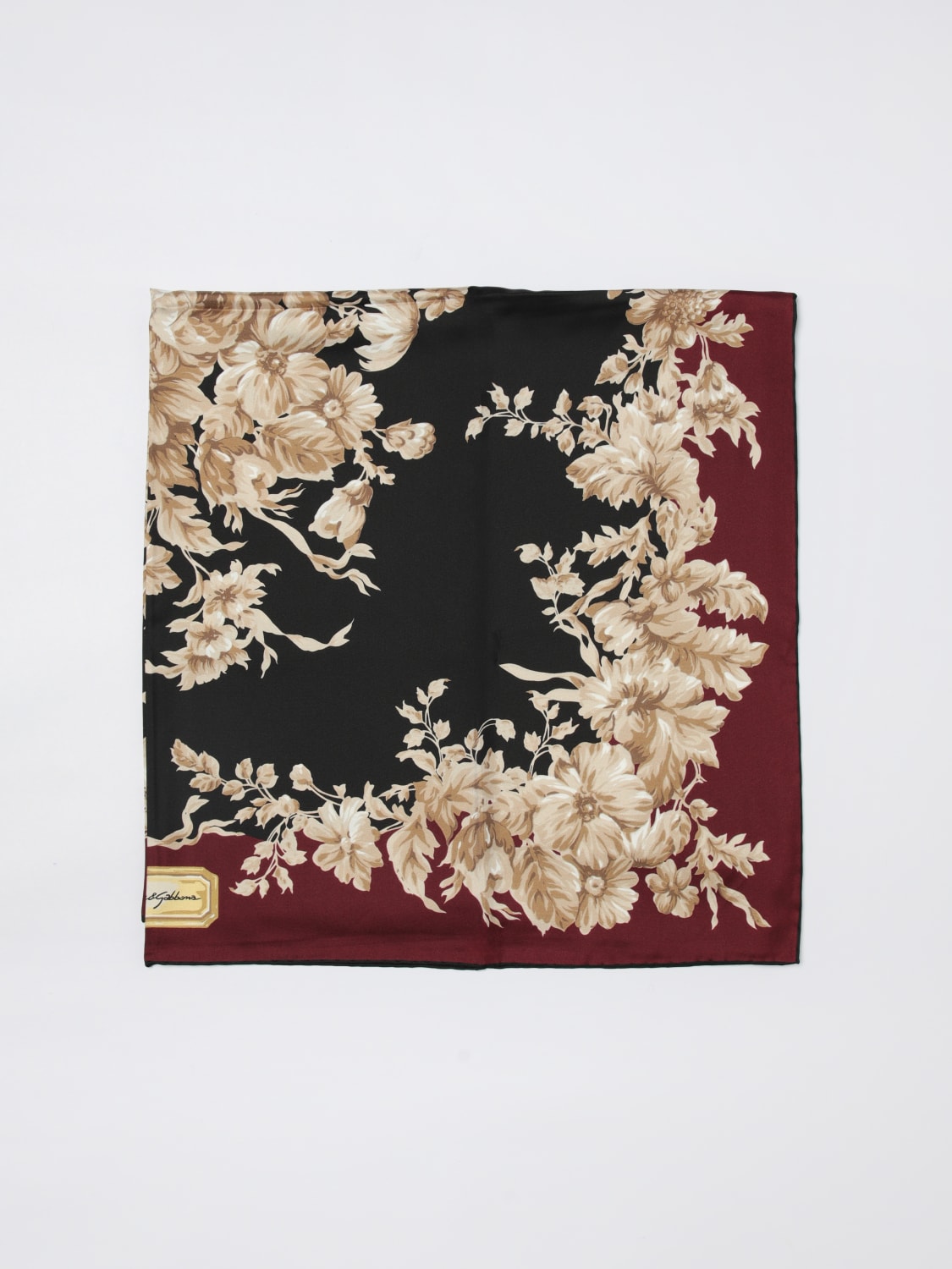 DOLCE & GABBANA FOULARD: Foulard in seta floreale Dolce & Gabbana, Ciliegia - Img 1