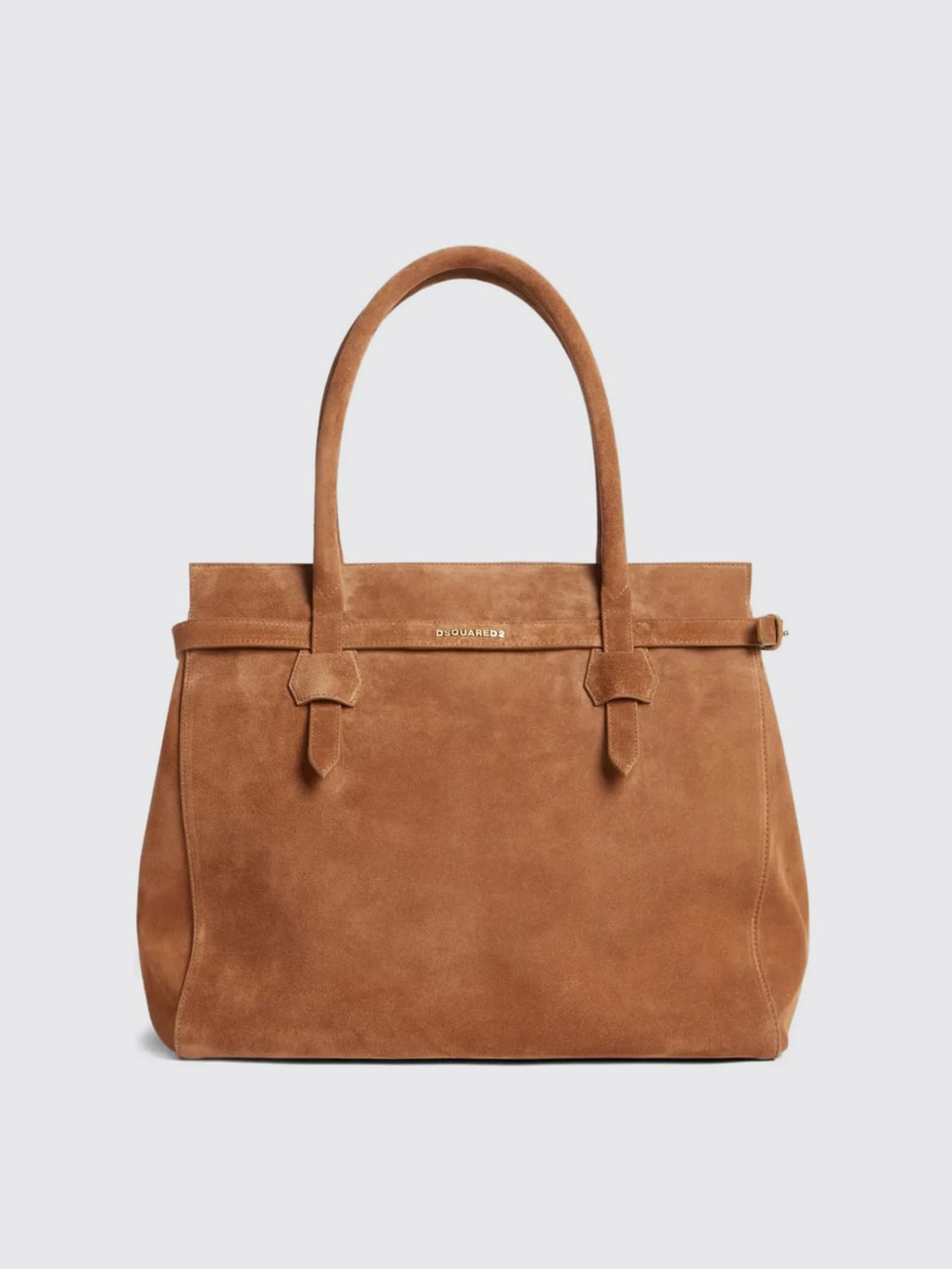 DSQUARED2 BORSA TOTE: Borsa a spalla Twin in camoscio Dsquared2, Marrone - Img 1