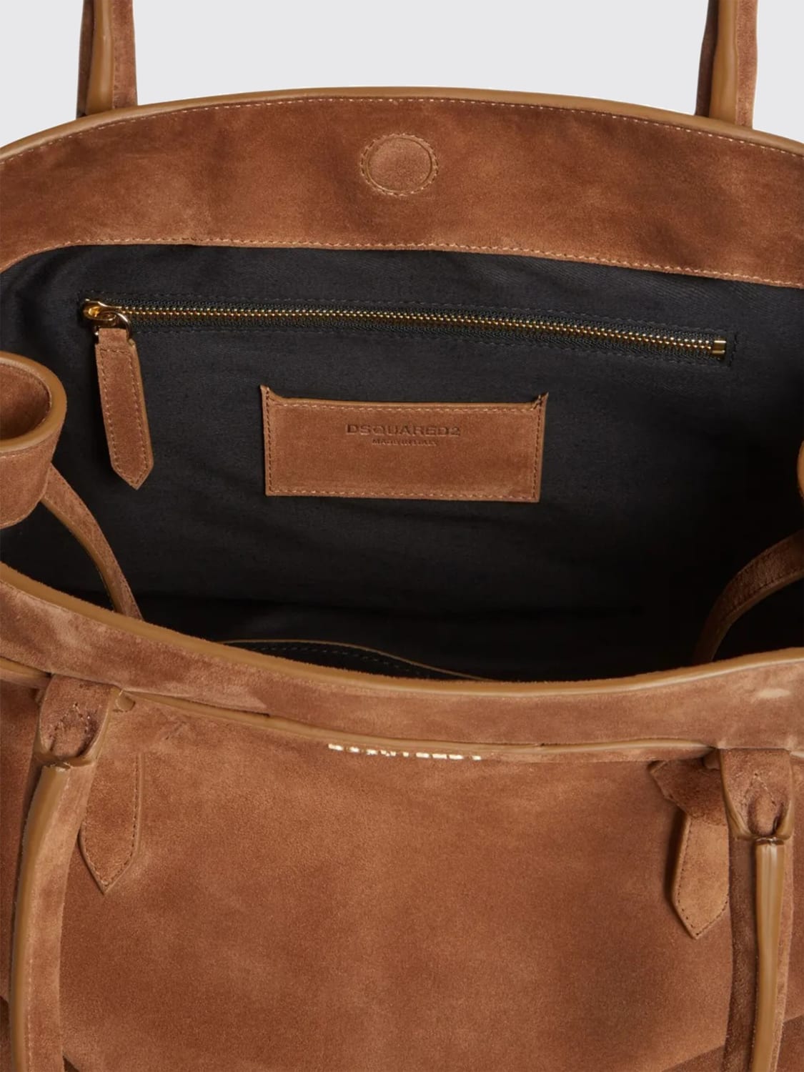 DSQUARED2 BORSA TOTE: Borsa a spalla Twin in camoscio Dsquared2, Marrone - Img 3