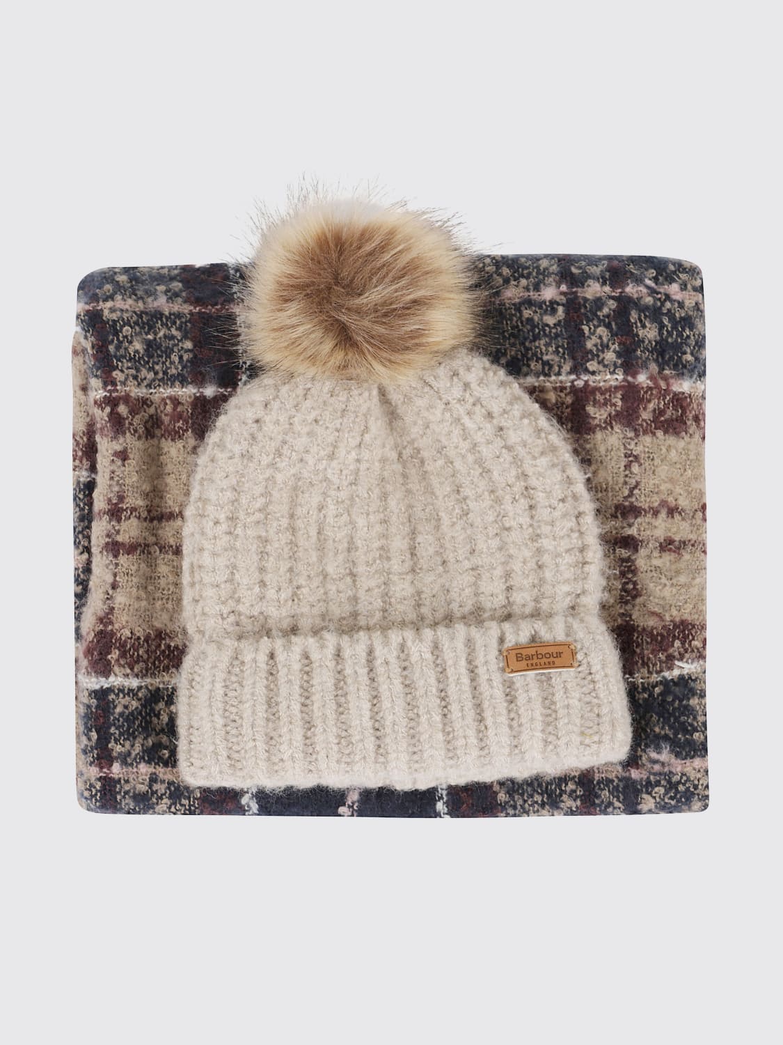 BARBOUR CAPPELLO: Set cappello + sciarpa Barbour in lana , Fantasia - Img 1