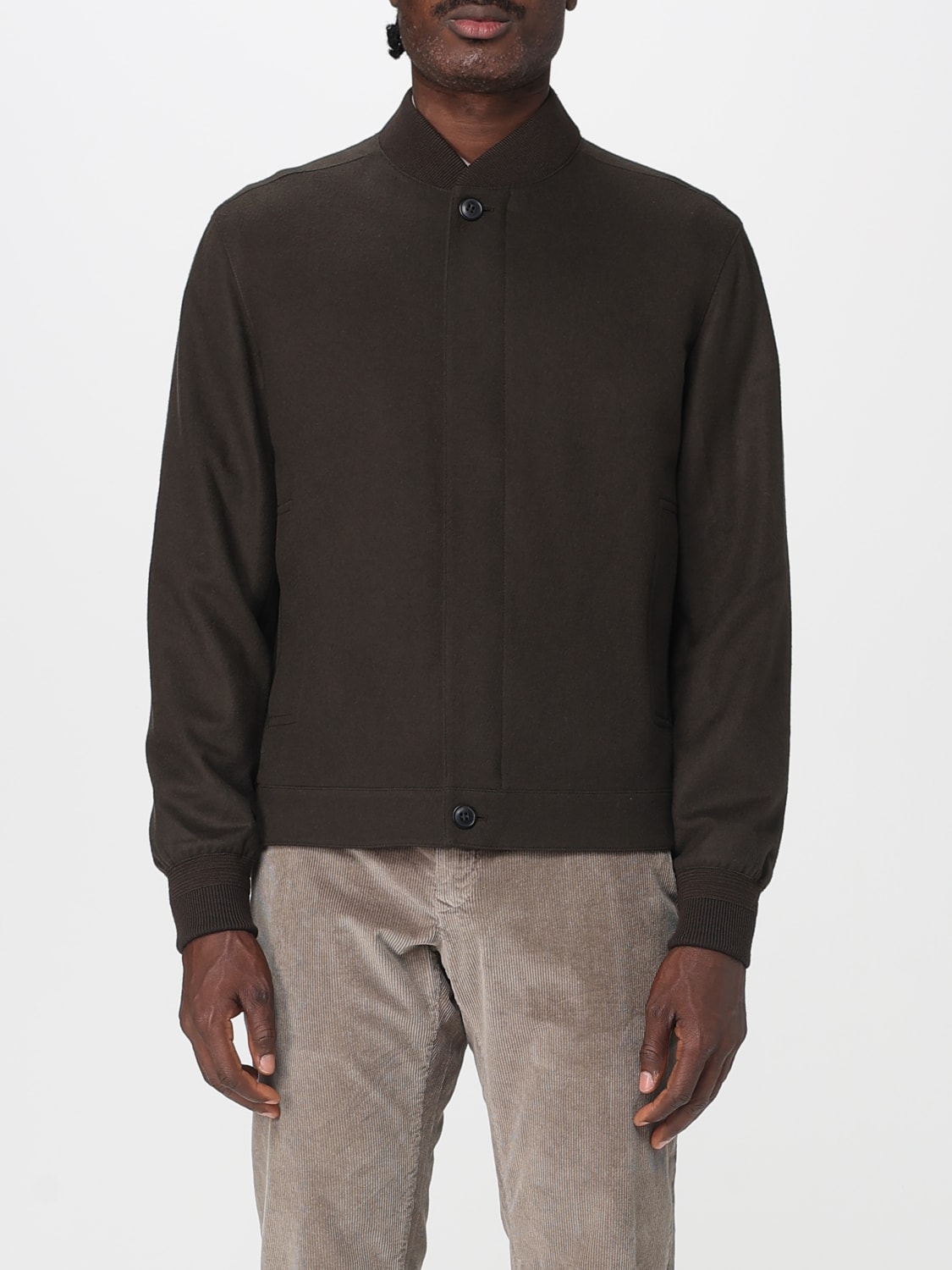ZEGNA GIACCA: Bomber Zegna con bottoni automatici in cashmere, Marrone - Img 1