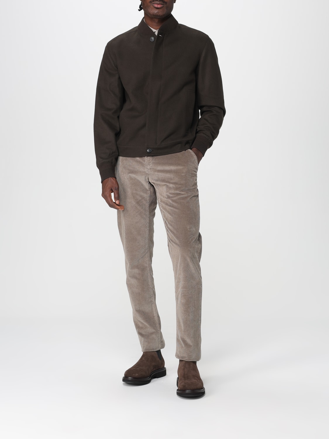 ZEGNA GIACCA: Bomber Zegna con bottoni automatici in cashmere, Marrone - Img 2