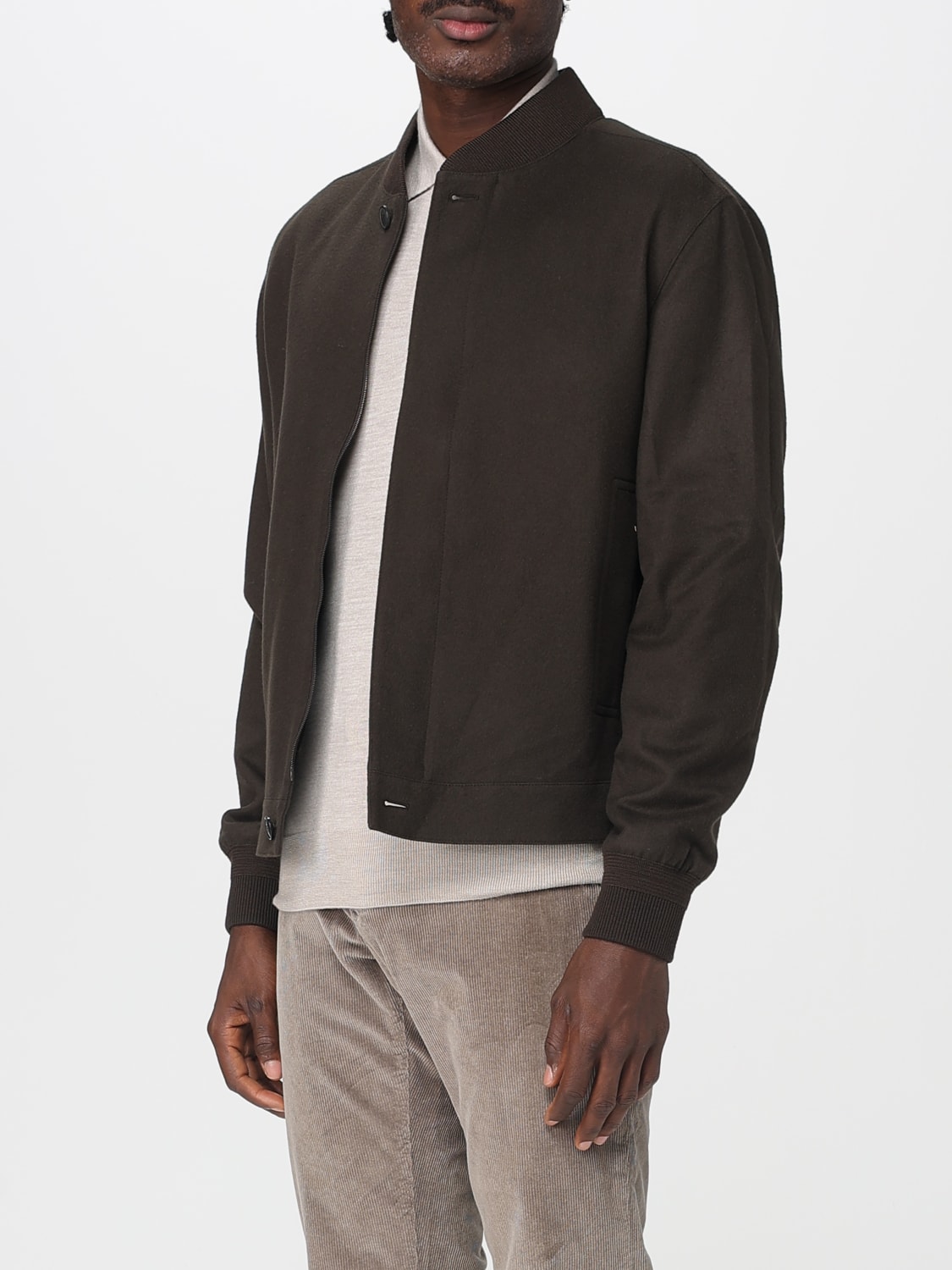 ZEGNA GIACCA: Bomber Zegna con bottoni automatici in cashmere, Marrone - Img 4
