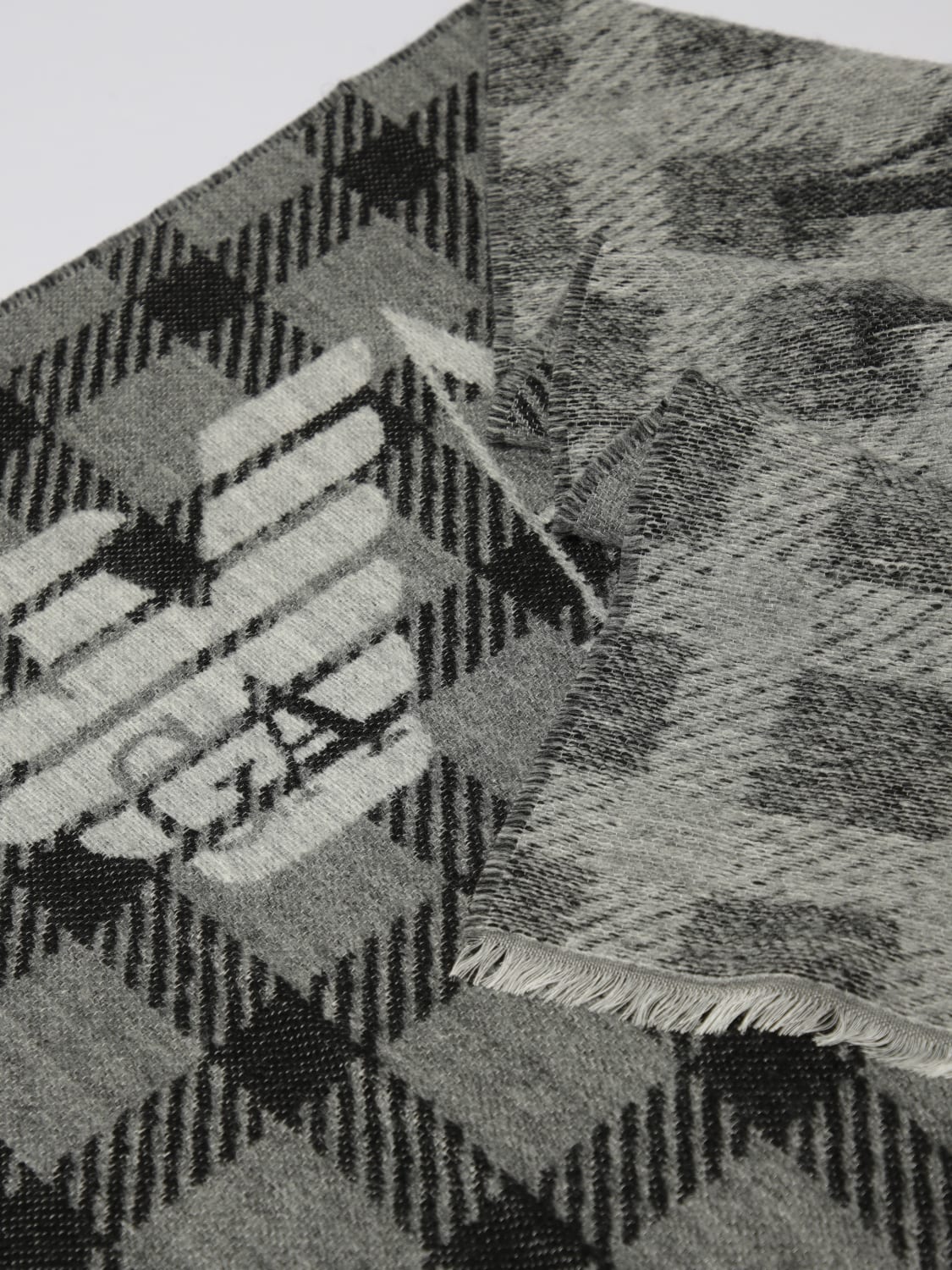 EMPORIO ARMANI SCIARPA: Sciarpa Emporio Armani in misto viscosa check , Grigio - Img 3