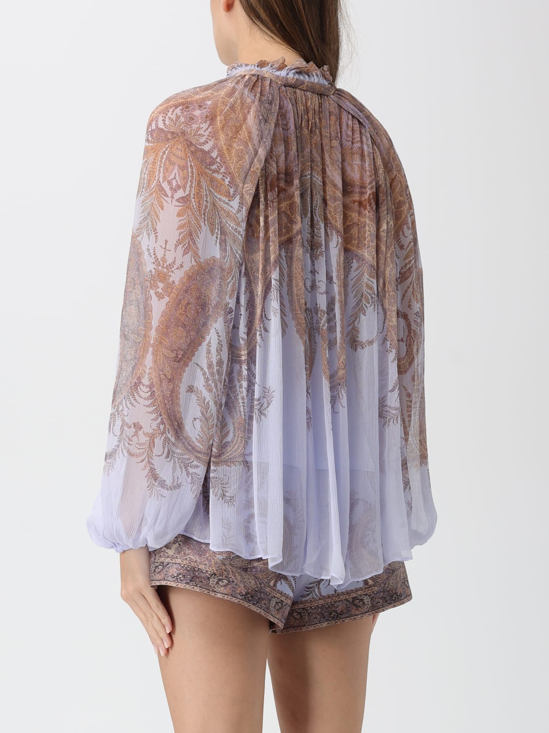 ZIMMERMANN TOP: Blusa Zimmermann in viscosa con stampa , Lilla - Img 3