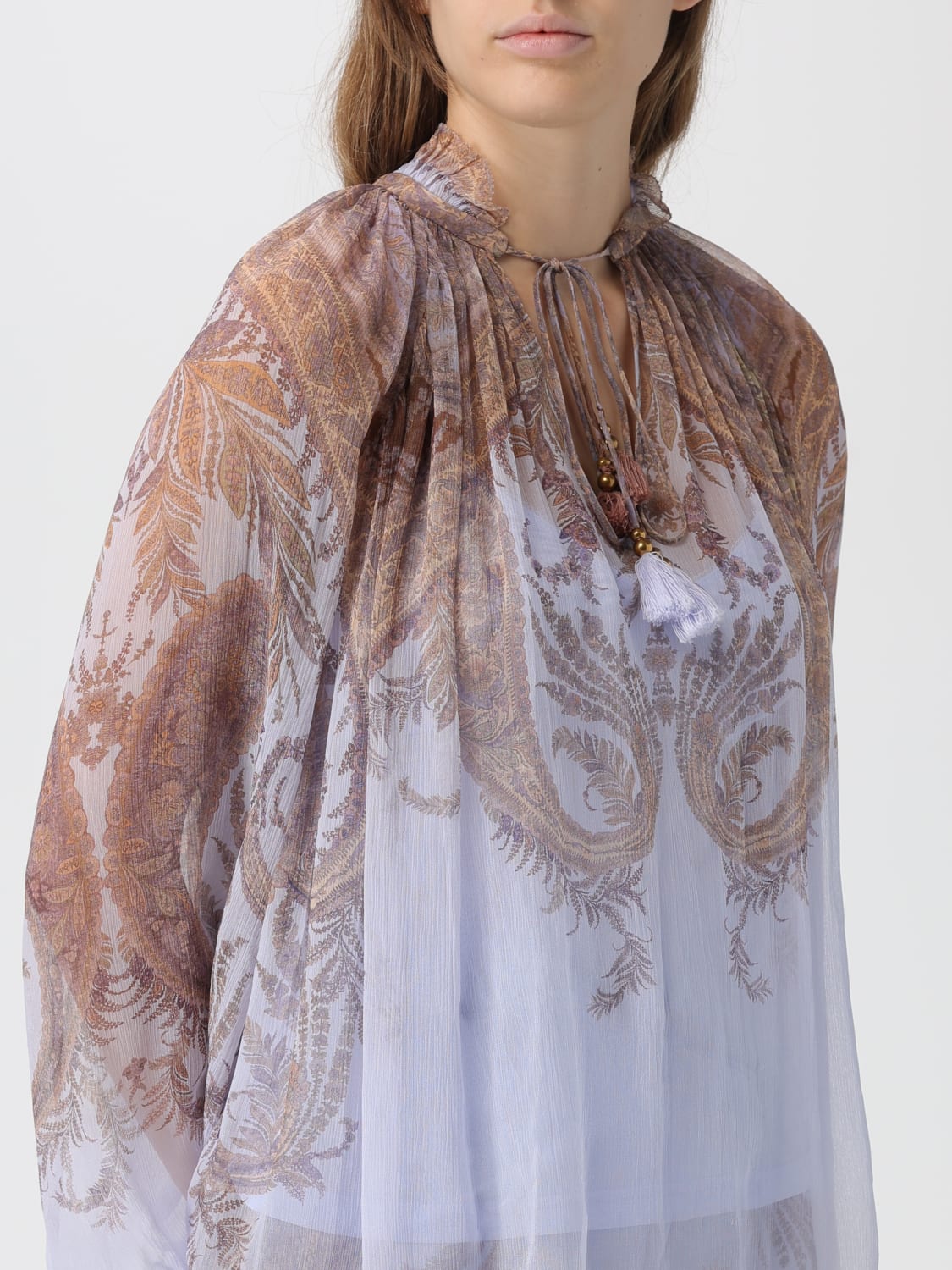 ZIMMERMANN TOP: Blusa Zimmermann in viscosa con stampa , Lilla - Img 4