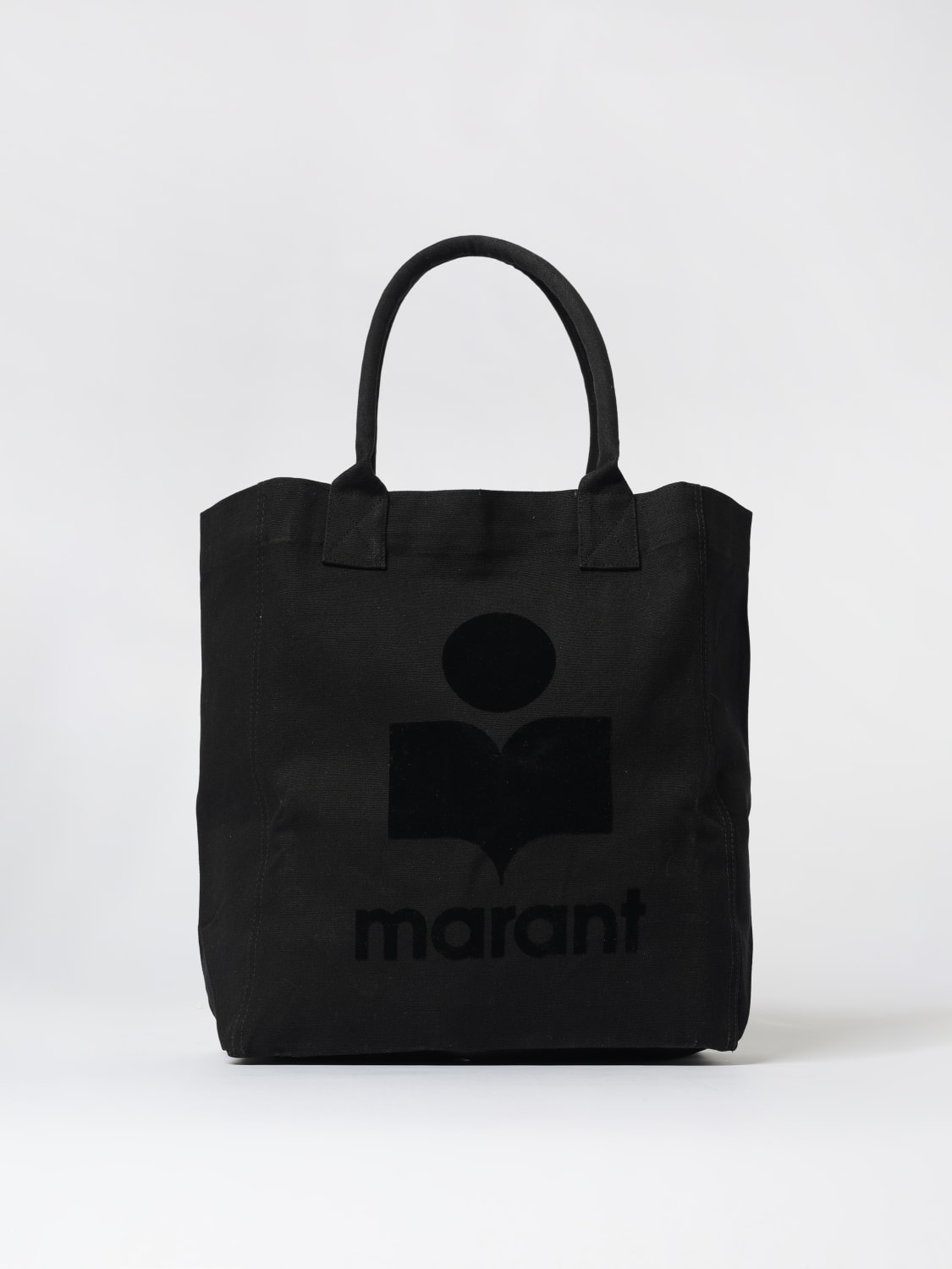 ISABEL MARANT ETOILE BORSA TOTE: Borsa tote Yenky in cotone con logo Isabel Marant Etoile, Nero - Img 1