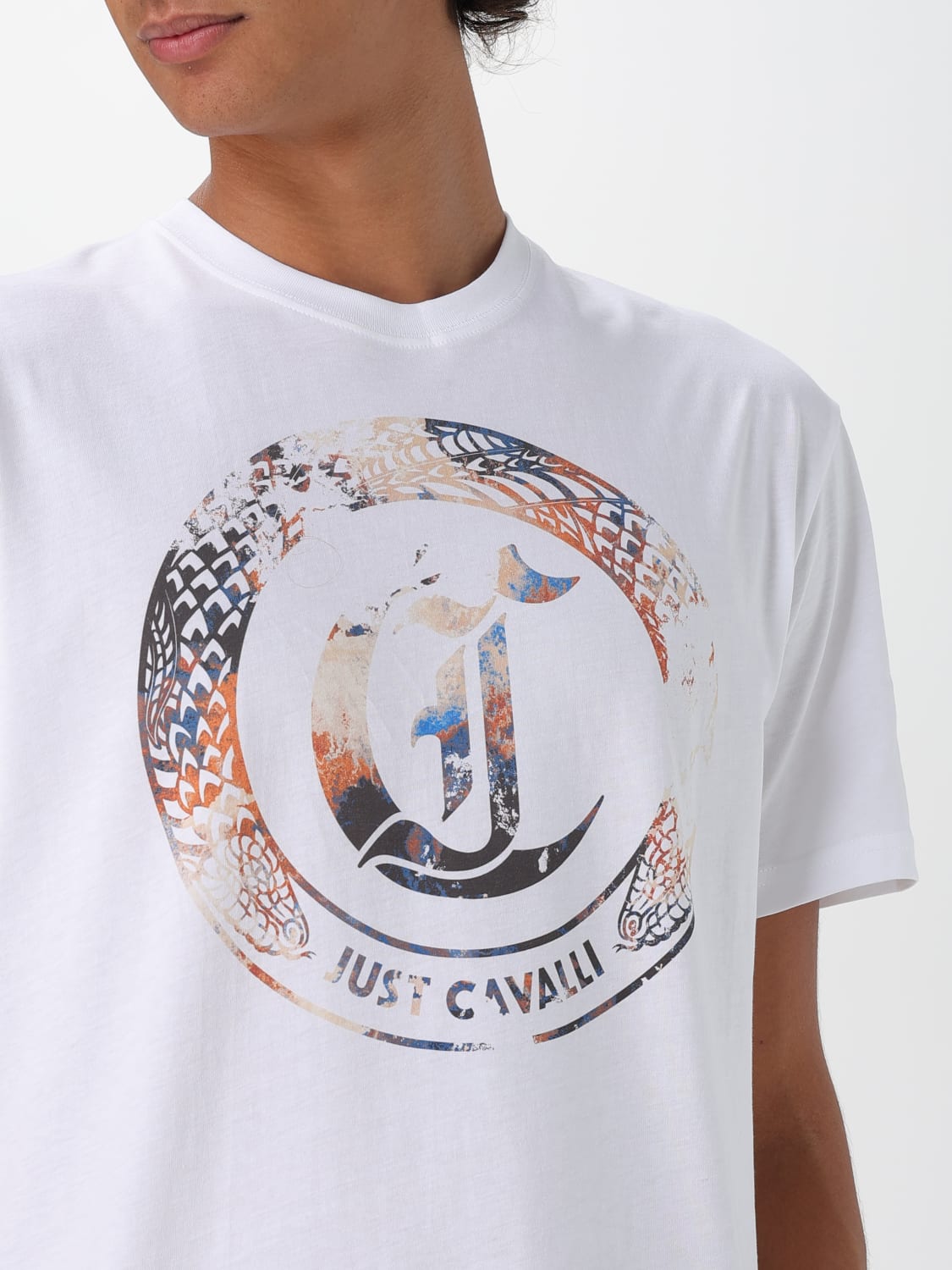 JUST CAVALLI T-SHIRT: T-shirt in cotone con stampa logo Just Cavalli, Bianco - Img 3