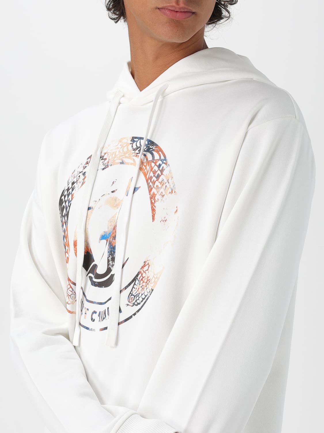 JUST CAVALLI FELPA: Felpa con cappuccio Just Cavalli in cotone con logo , Bianco - Img 3