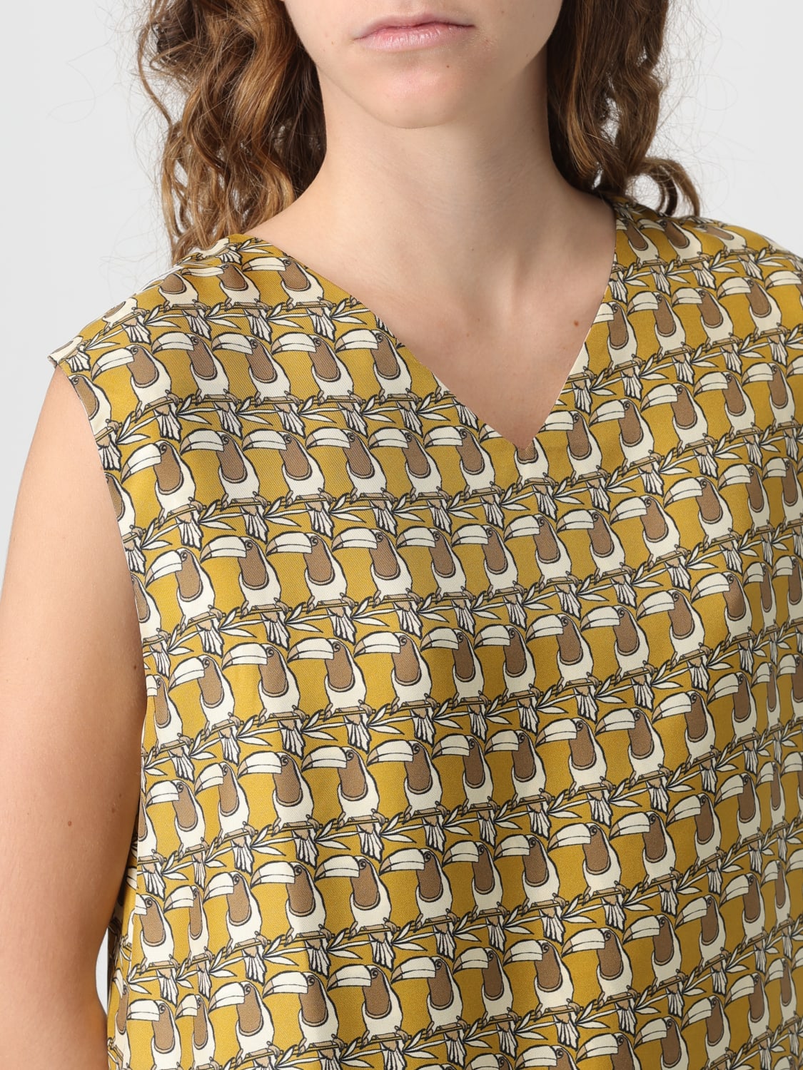 MAX MARA TOP: Top stampato Max Mara, Beige - Img 4