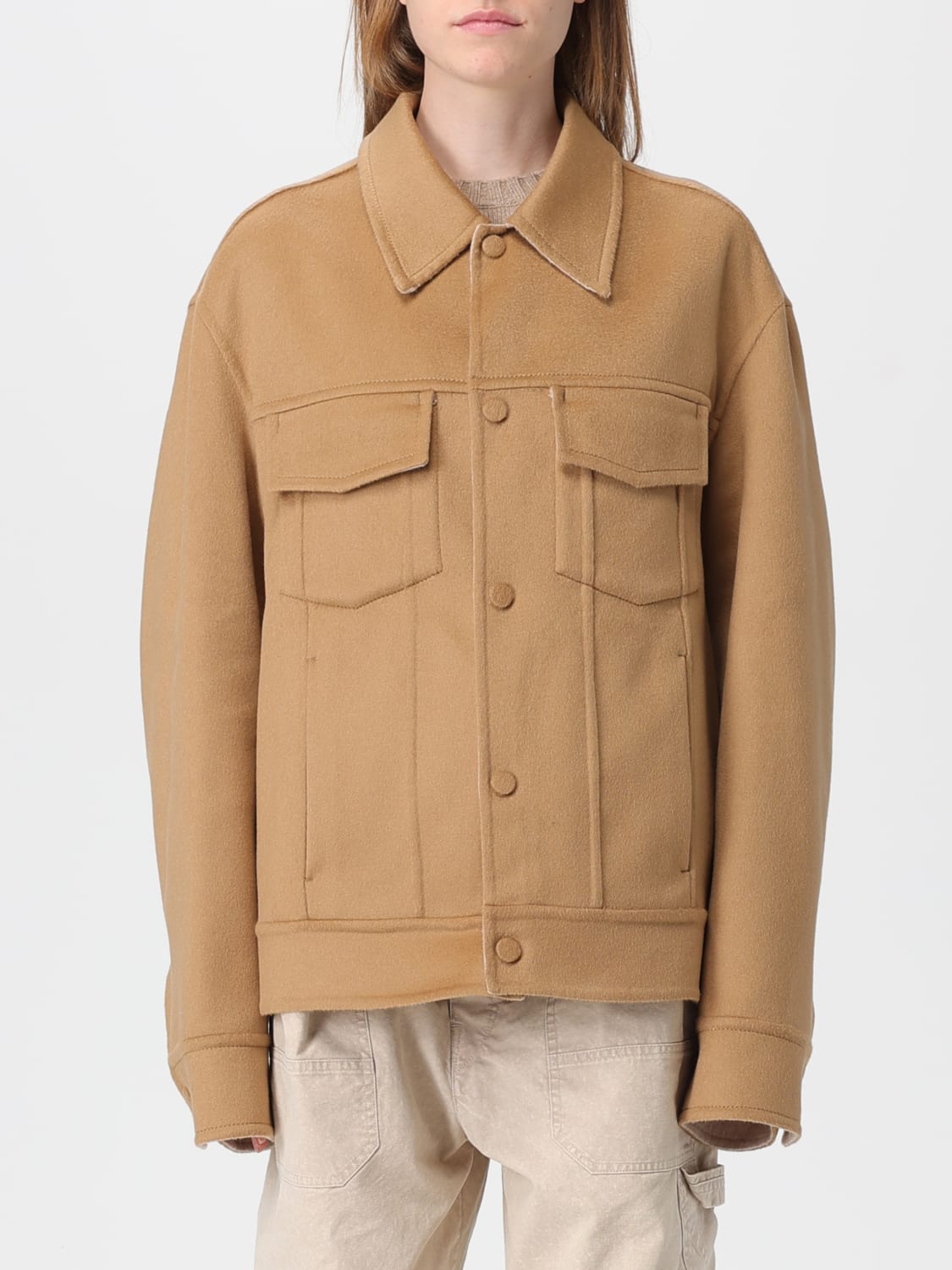 AMI PARIS GIACCA: Cappotto Ami Paris in misto lana , Cammello - Img 1