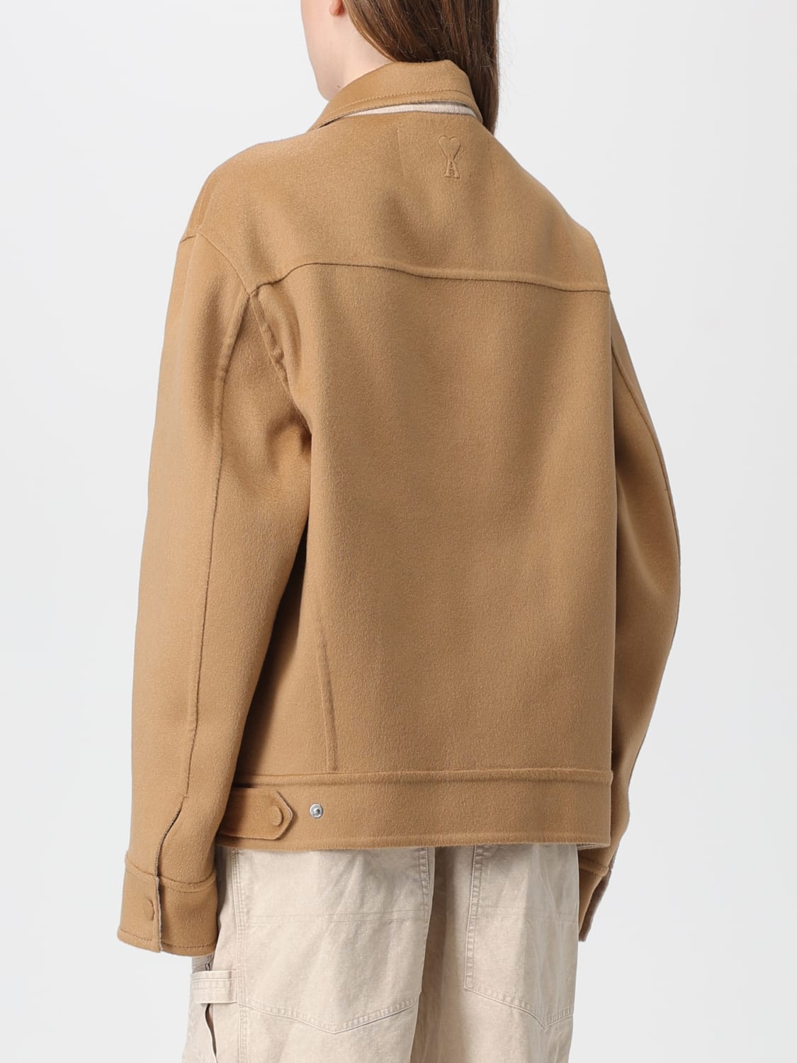 AMI PARIS GIACCA: Cappotto Ami Paris in misto lana , Cammello - Img 2