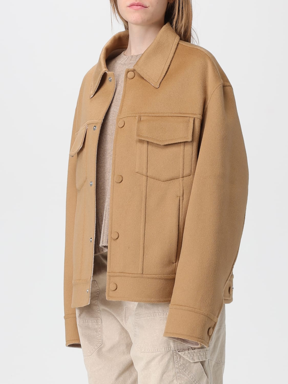 AMI PARIS GIACCA: Cappotto Ami Paris in misto lana , Cammello - Img 3