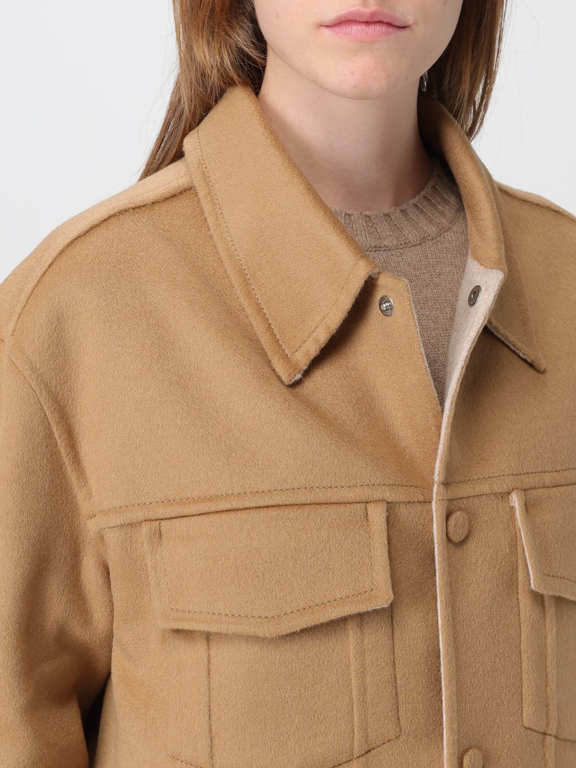 AMI PARIS GIACCA: Cappotto Ami Paris in misto lana , Cammello - Img 4