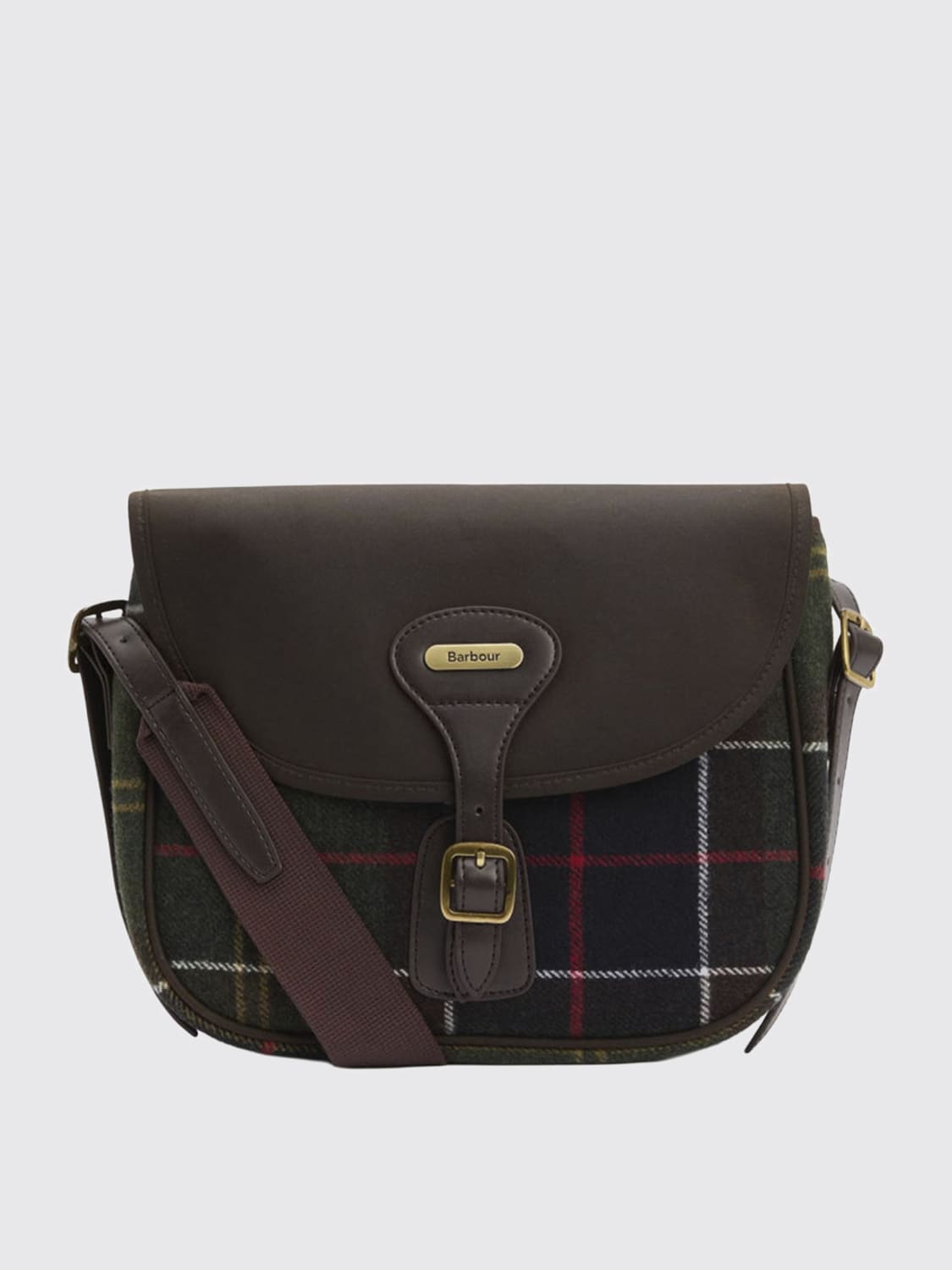 BARBOUR BORSA A TRACOLLA: Borsa Cromarty Barbour in tana tartan e pelle sintetica , Verde - Img 1