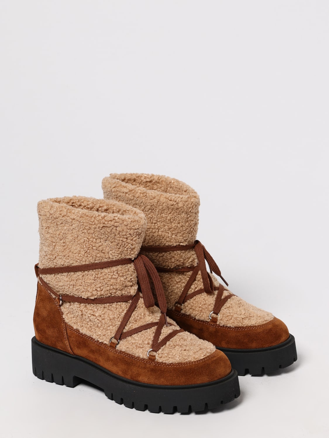 IL GUFO SCARPE: Stivaletto Il Gufo in camoscio e pile, Beige - Img 2