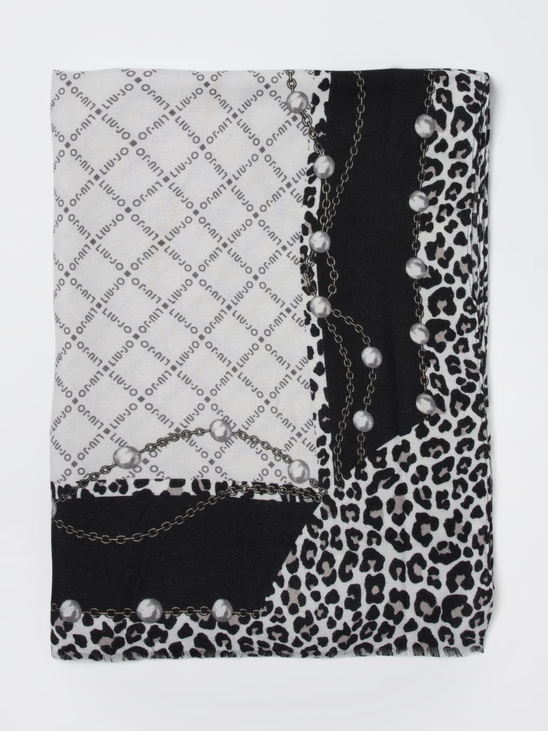 LIU JO SCIARPA: Sciarpa Liu Jo in viscosa stampata , Nero - Img 1