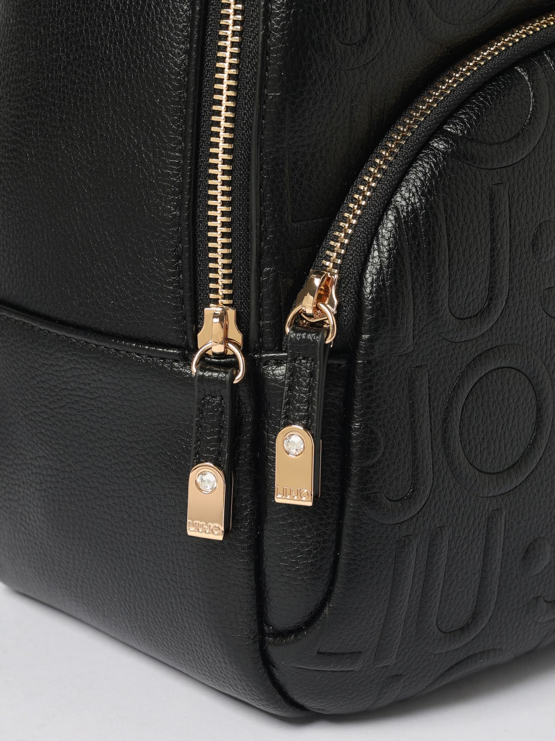 LIU JO ZAINO: Zaino Liu Jo in pelle sintetica a grana con logo all over , Nero - Img 3