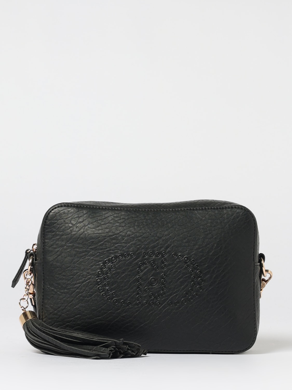 LIU JO BORSA A TRACOLLA: Borsa a tracolla Liu Jo in pelle sintetica martellata, Nero - Img 1