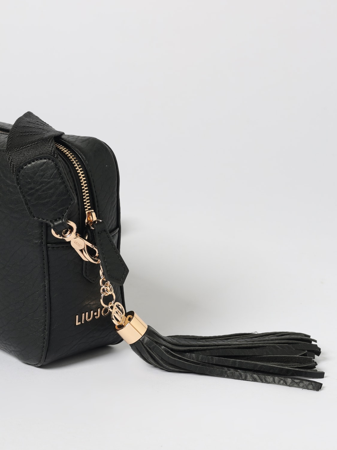 LIU JO BORSA A TRACOLLA: Borsa a tracolla Liu Jo in pelle sintetica martellata, Nero - Img 3