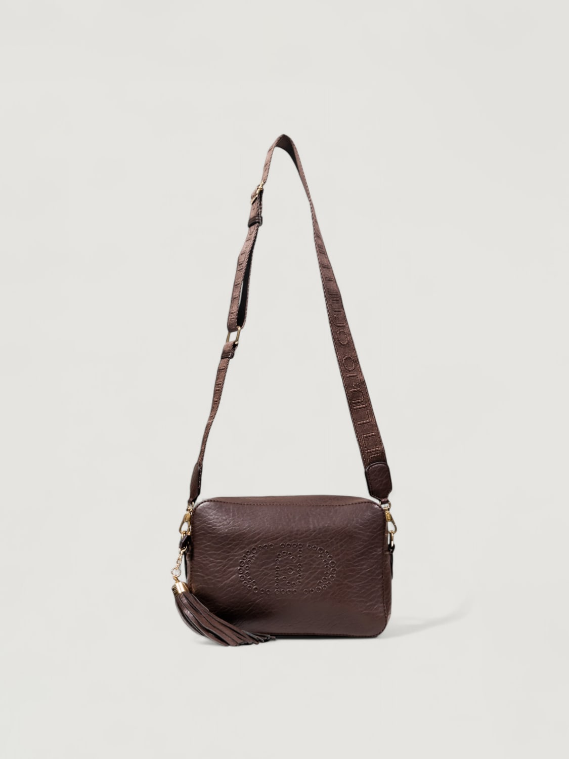 LIU JO BORSA A TRACOLLA: Borsa a tracolla Liu Jo in pelle sintetica martellata, Marrone - Img 4