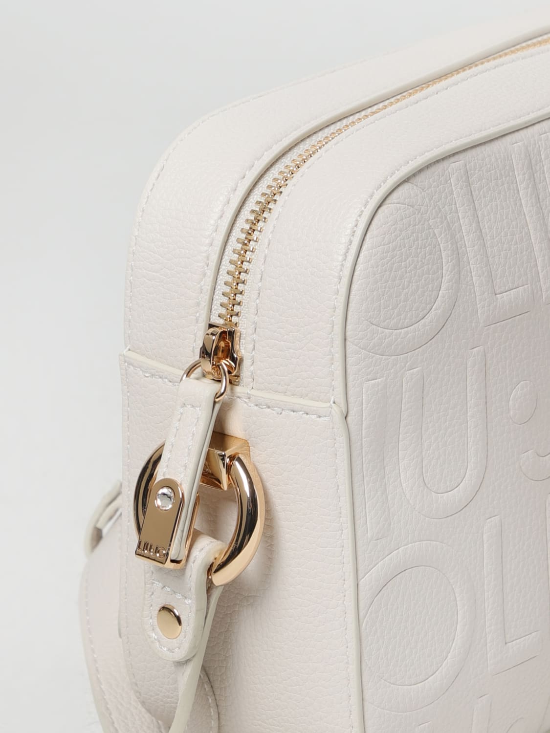 LIU JO BORSA MINI: Borsa Liu Jo in pelle sintetica a grana con logo all over , Bianco - Img 3