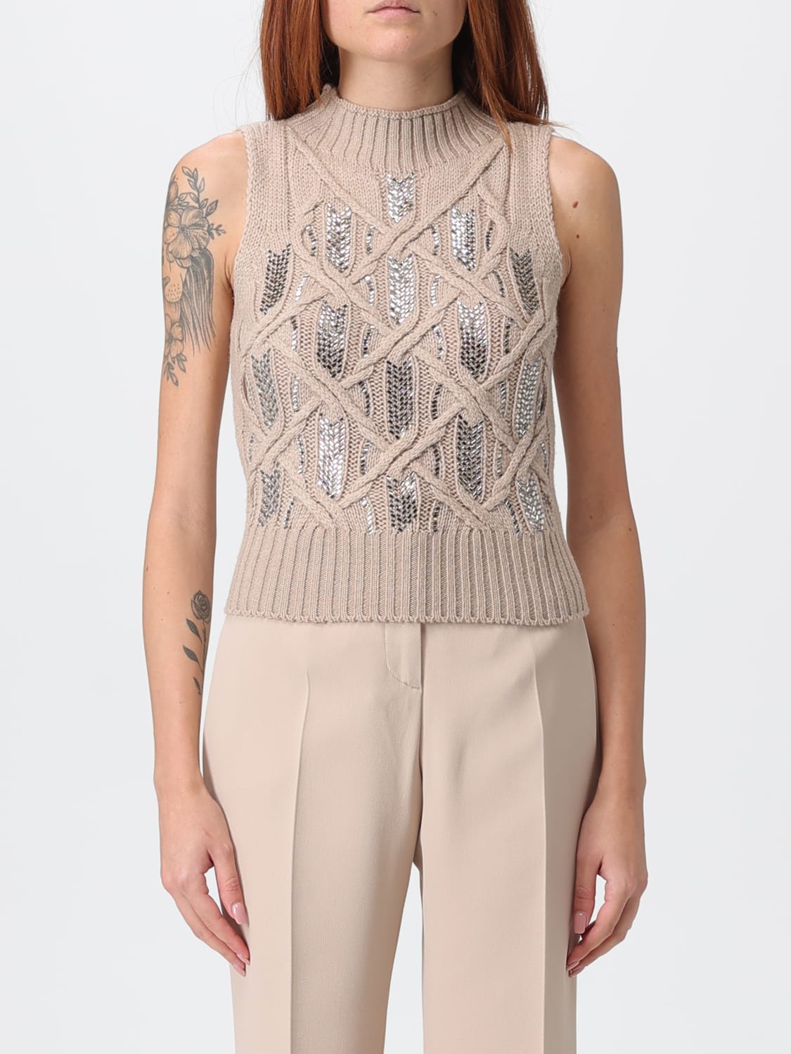 ERMANNO SCERVINO WAISTCOAT: Top woman Ermanno Scervino, Sand - Img 1