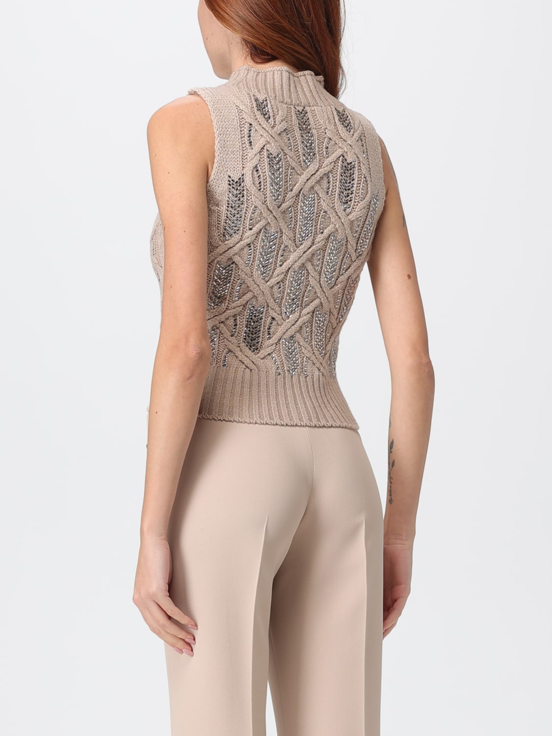 ERMANNO SCERVINO WAISTCOAT: Top woman Ermanno Scervino, Sand - Img 3