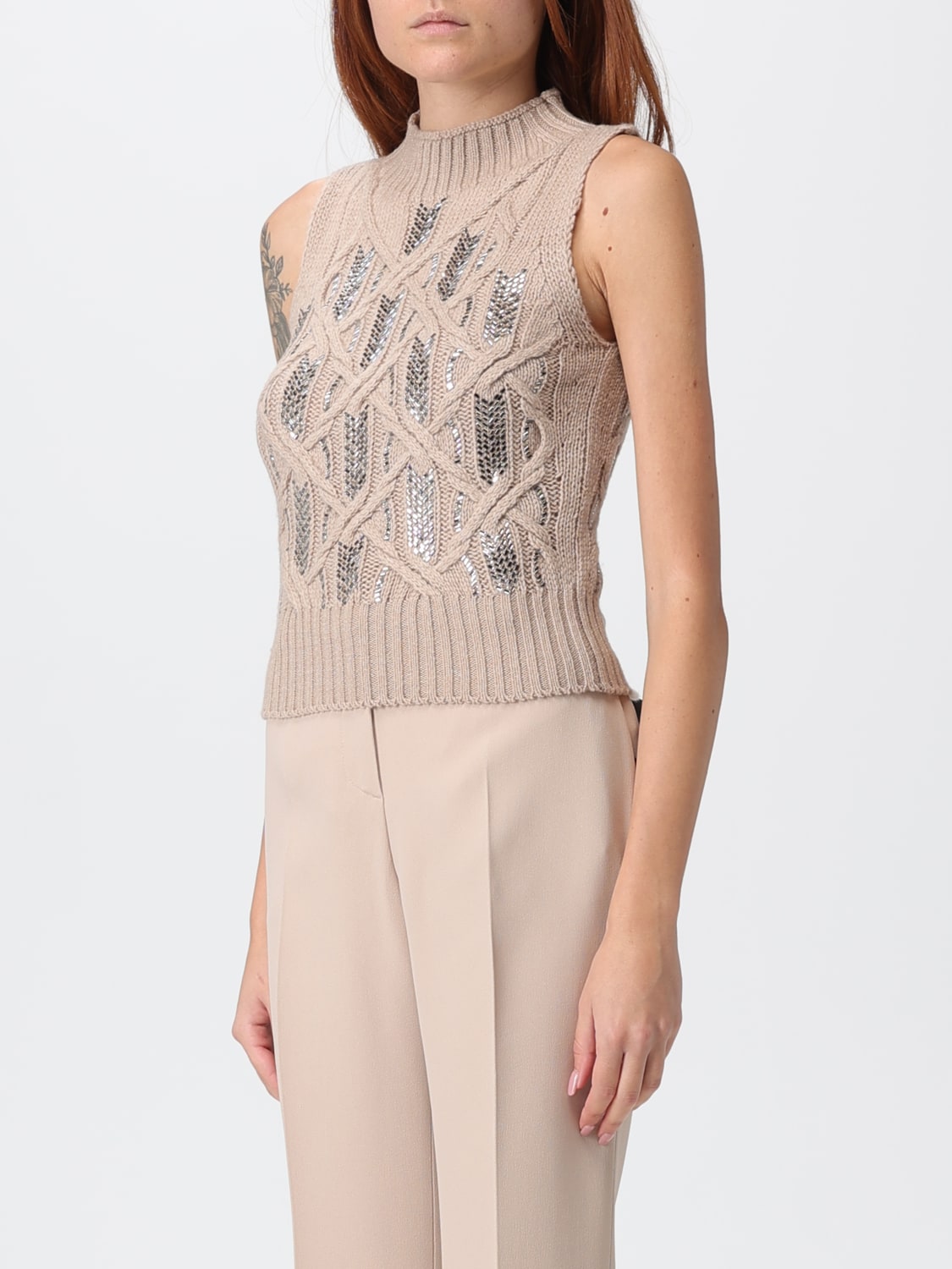 ERMANNO SCERVINO WAISTCOAT: Top woman Ermanno Scervino, Sand - Img 4