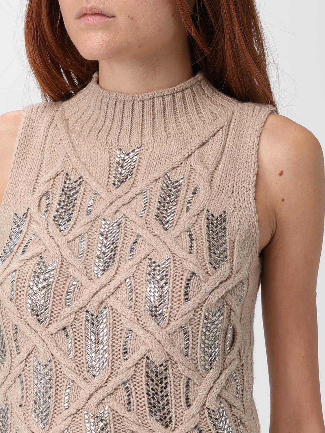 ERMANNO SCERVINO WAISTCOAT: Top woman Ermanno Scervino, Sand - Img 5