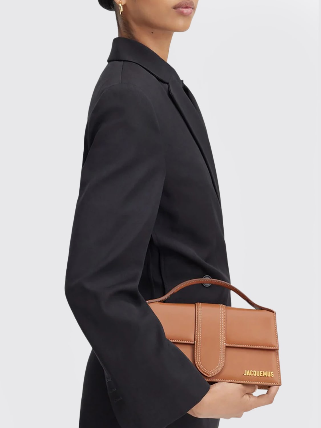 JACQUEMUS BORSA A MANO: Borsa Le Grand Bambino Jacquemus in pelle , Marrone - Img 2