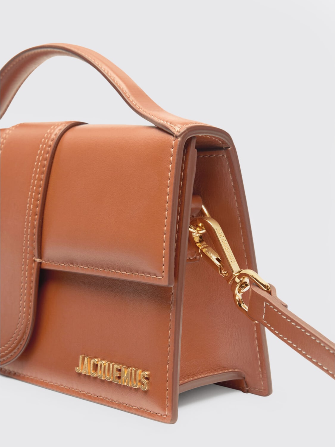 JACQUEMUS BORSA A MANO: Borsa Le Grand Bambino Jacquemus in pelle , Marrone - Img 4