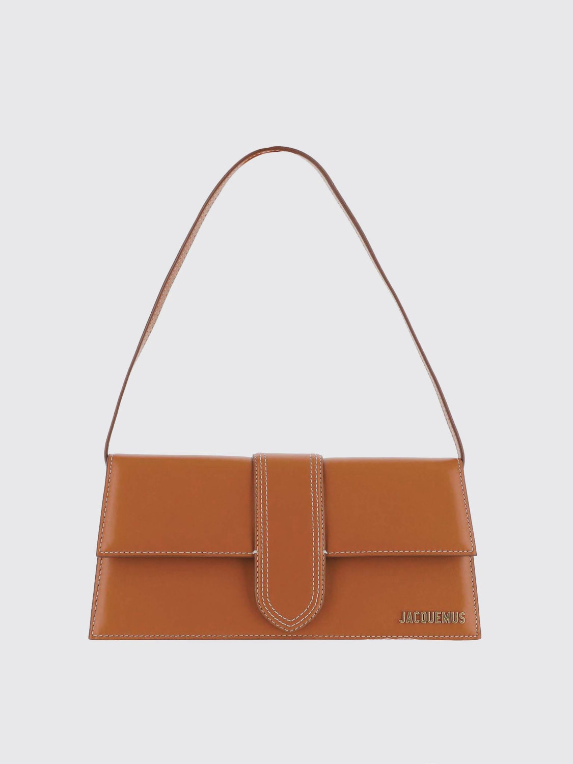 JACQUEMUS BORSA A SPALLA: Borsa Le Long Bambino Jacquemus in pelle , Marrone - Img 1