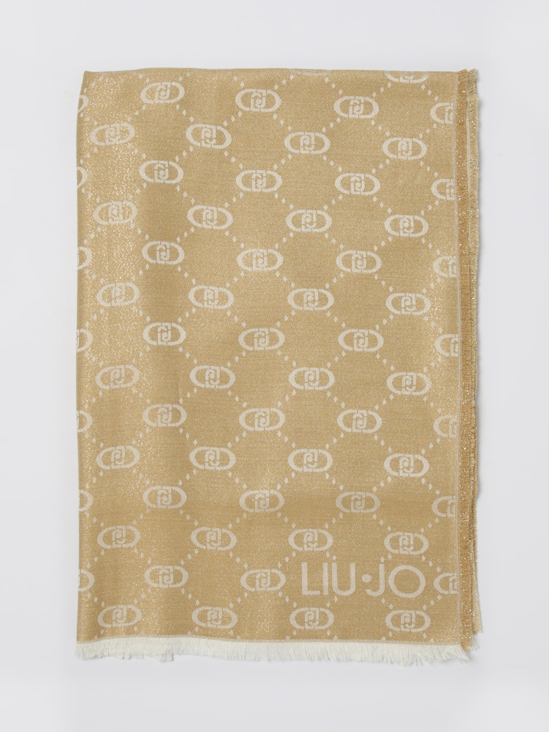 LIU JO SCIARPA: Stola Liu Jo in misto con monogram jacquard , Oro - Img 1