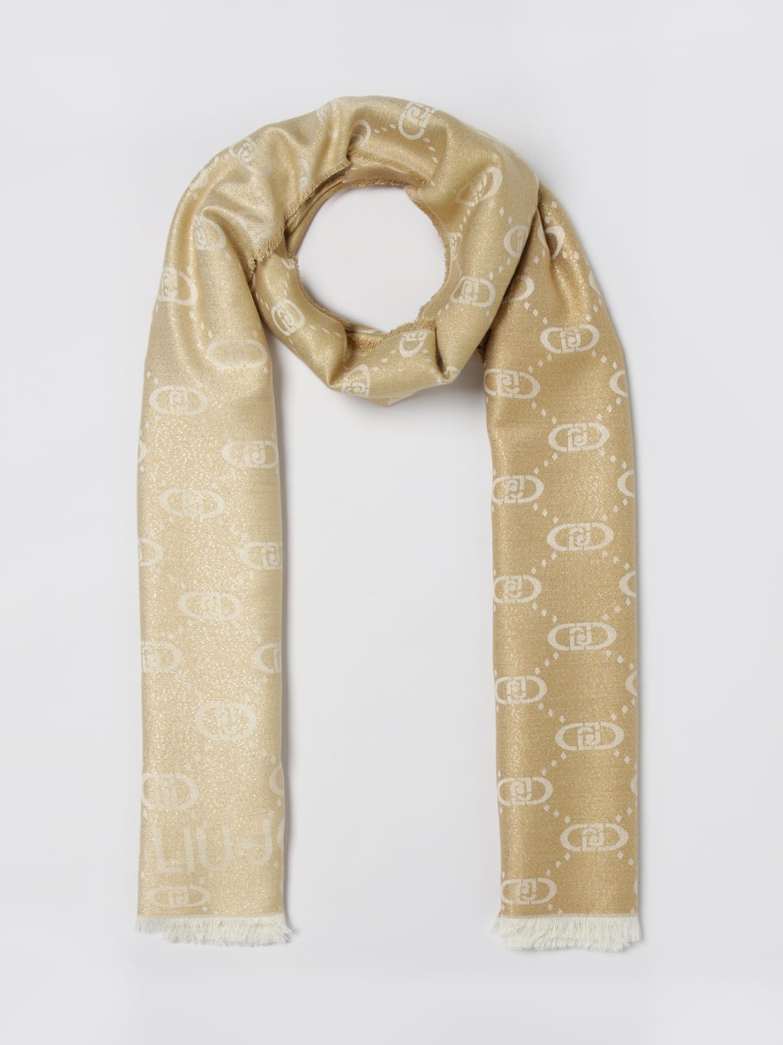 LIU JO SCIARPA: Stola Liu Jo in misto con monogram jacquard , Oro - Img 2