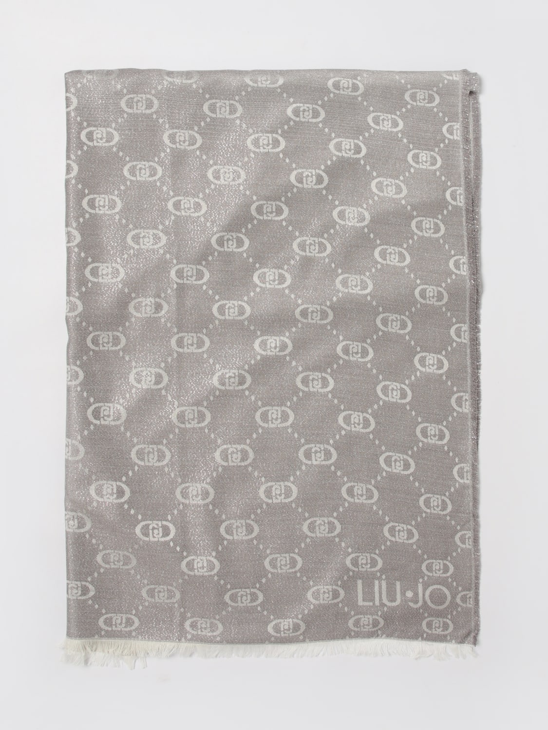 LIU JO SCIARPA: Stola Liu Jo in misto con monogram jacquard , Argento - Img 1