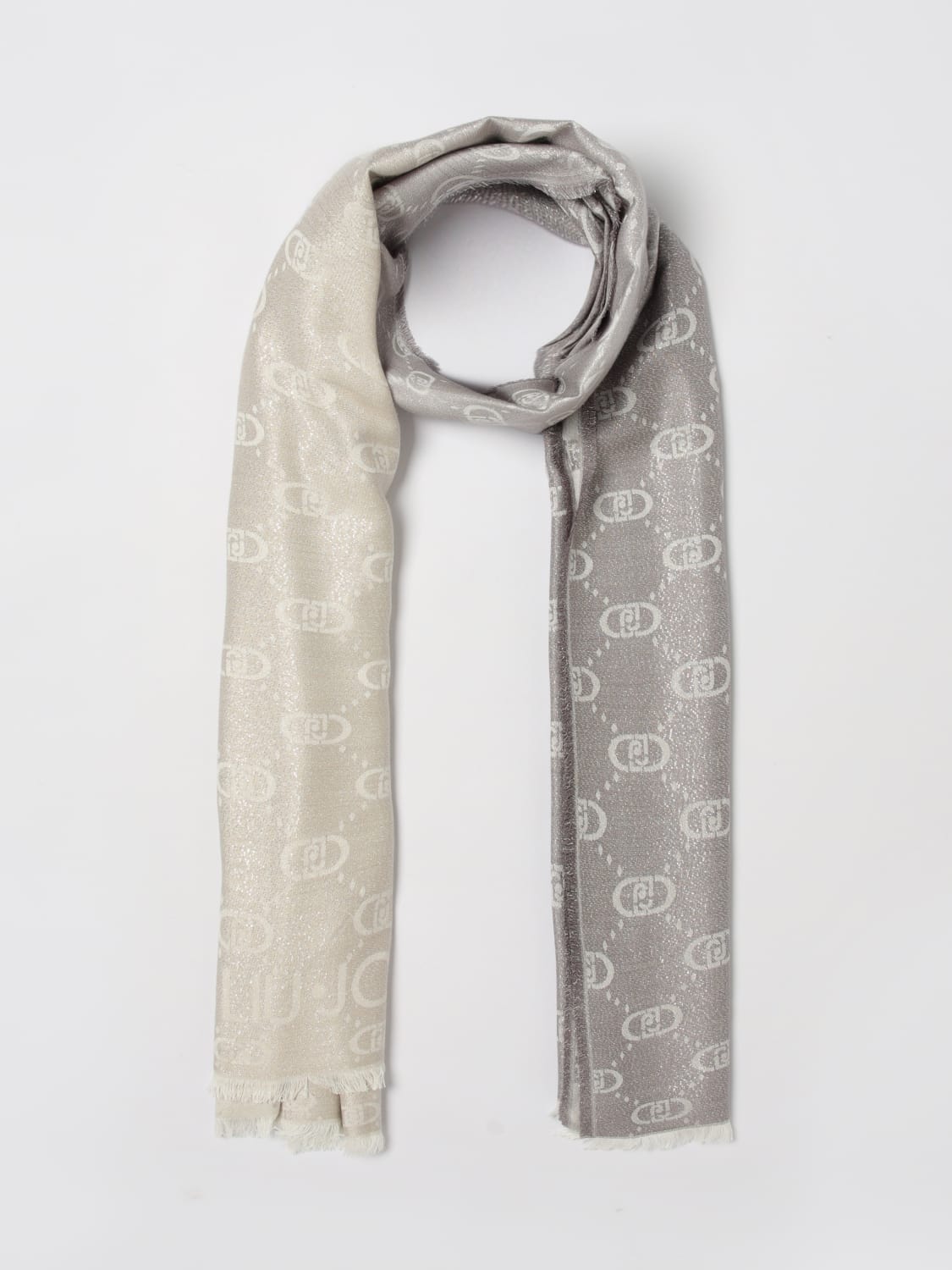 LIU JO SCIARPA: Stola Liu Jo in misto con monogram jacquard , Argento - Img 2