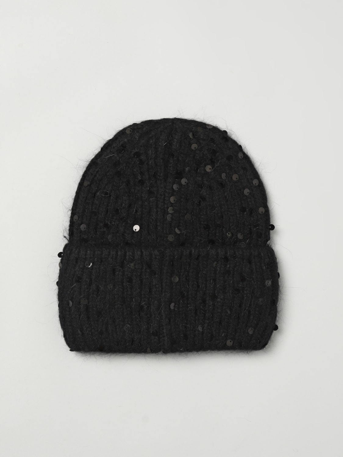 LIU JO CAPPELLO: Cappello Liu Jo in maglia a coste con paillettes , Nero - Img 2