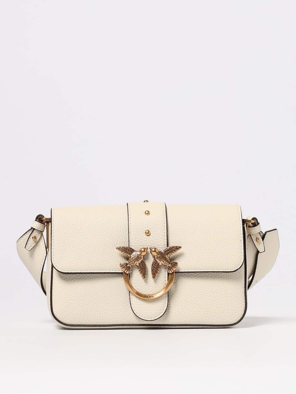 PINKO BORSA A SPALLA: Borsa a spalla Love Birds Pinko in pelle, Bianco - Img 1