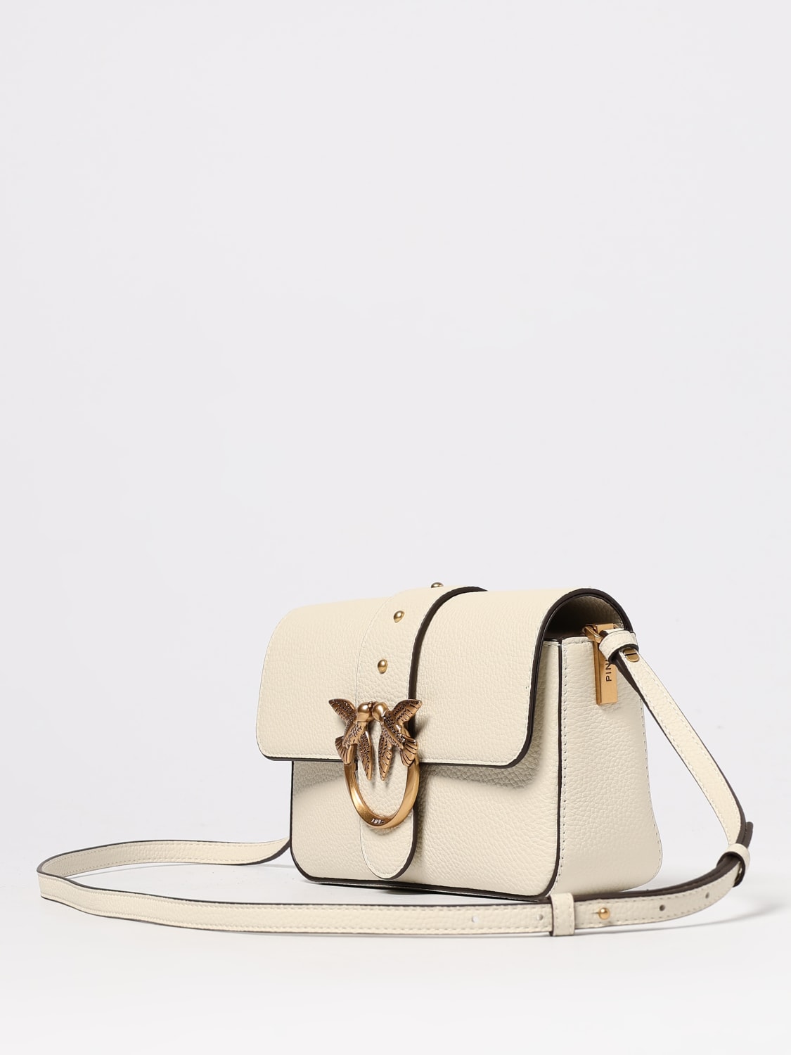 PINKO BORSA A SPALLA: Borsa a spalla Love Birds Pinko in pelle, Bianco - Img 3