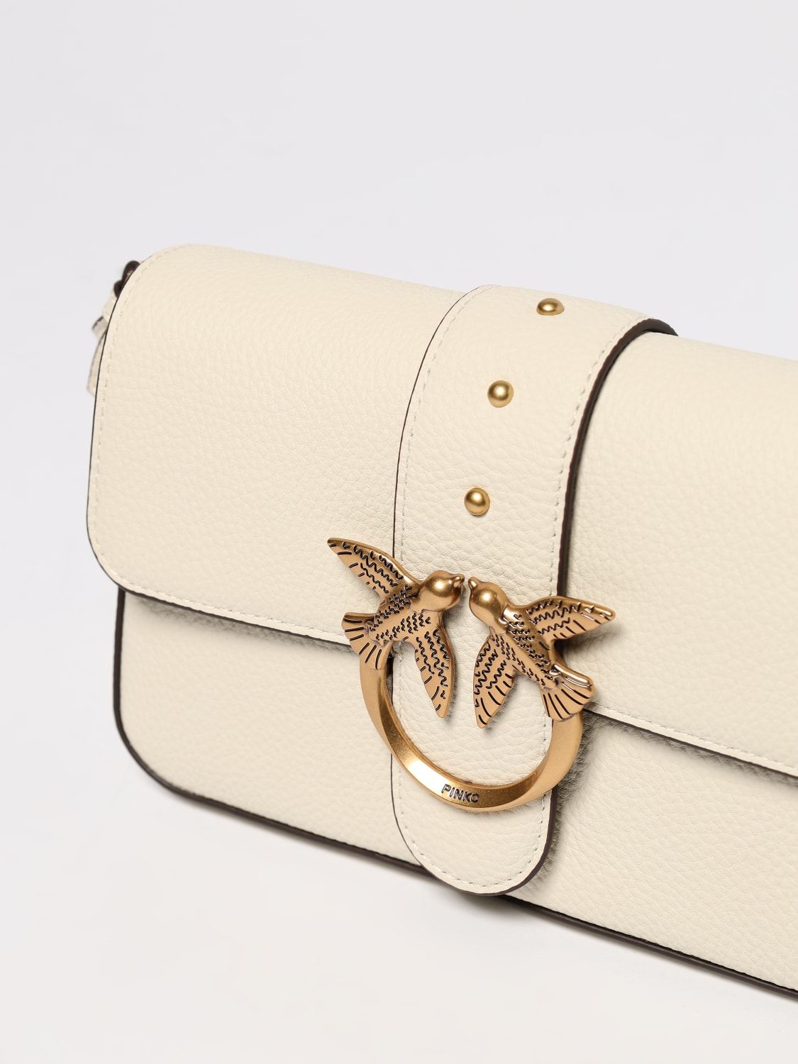 PINKO BORSA A SPALLA: Borsa a spalla Love Birds Pinko in pelle, Bianco - Img 4