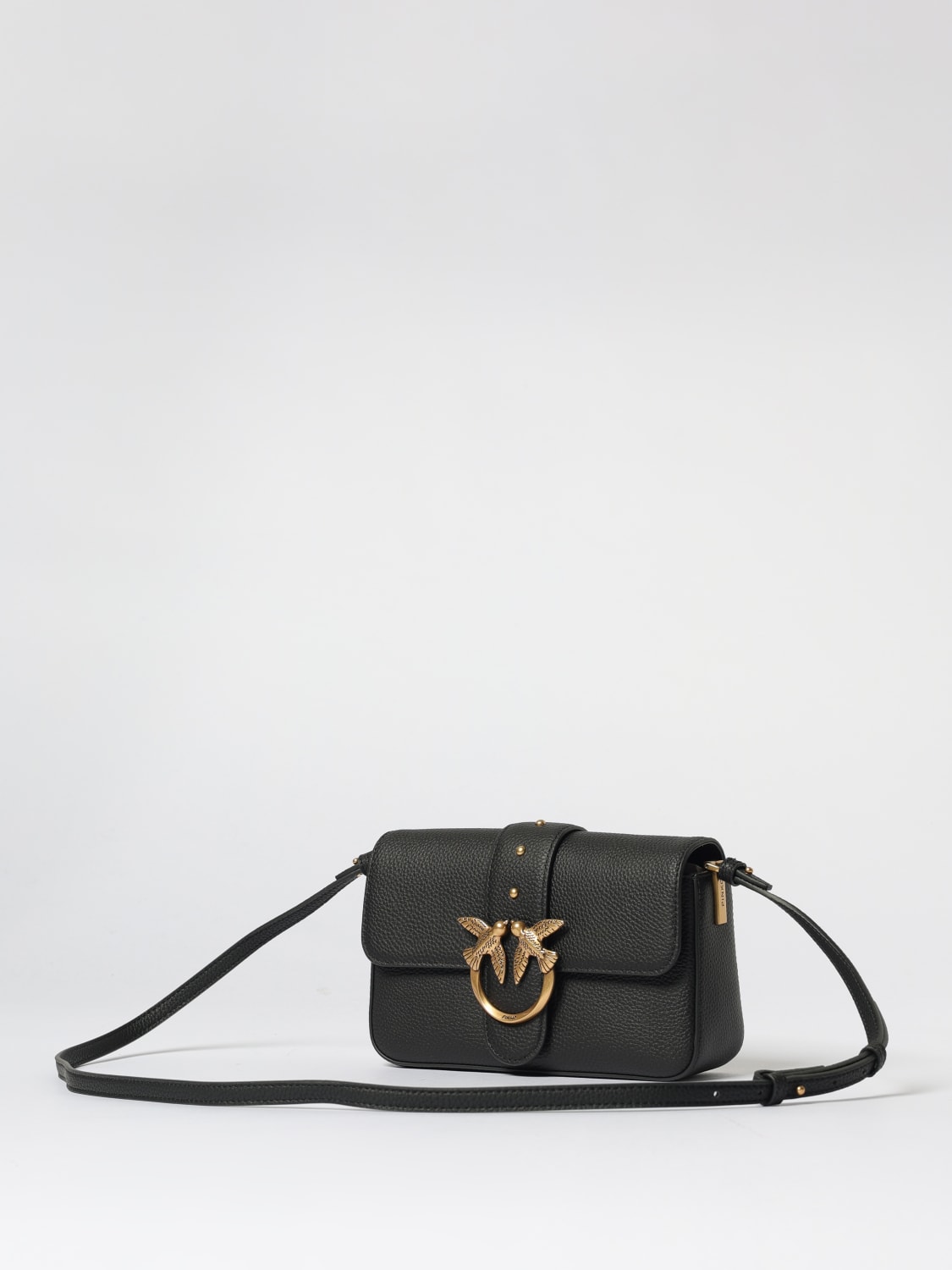 PINKO BORSA A SPALLA: Borsa a spalla Love Birds Pinko in pelle, Nero - Img 3