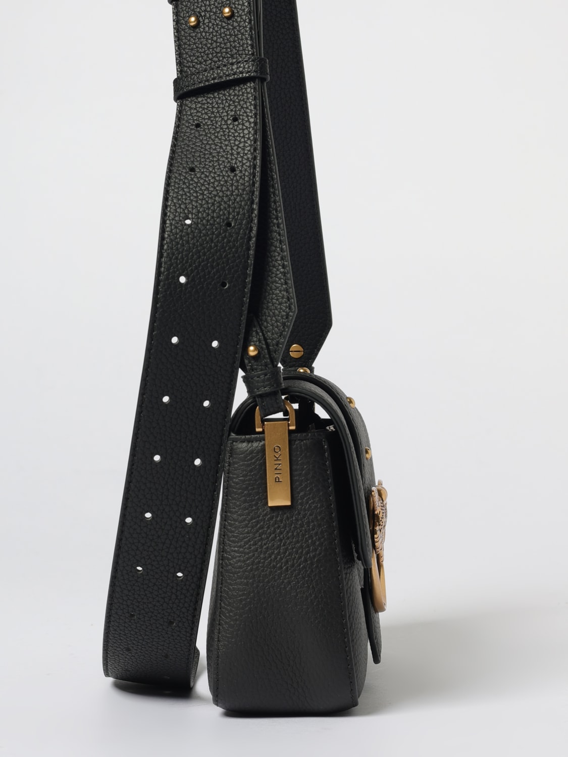 PINKO BORSA A SPALLA: Borsa a spalla Love Birds Pinko in pelle, Nero - Img 4