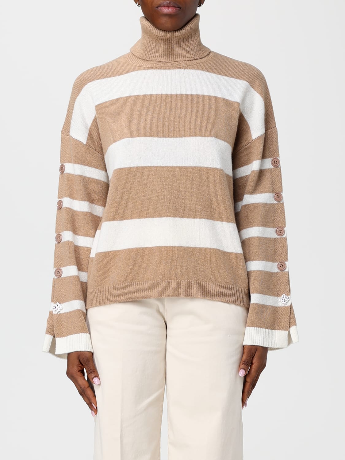 LIU JO SWEATER: Sweater woman Liu Jo, Biscuit - Img 1