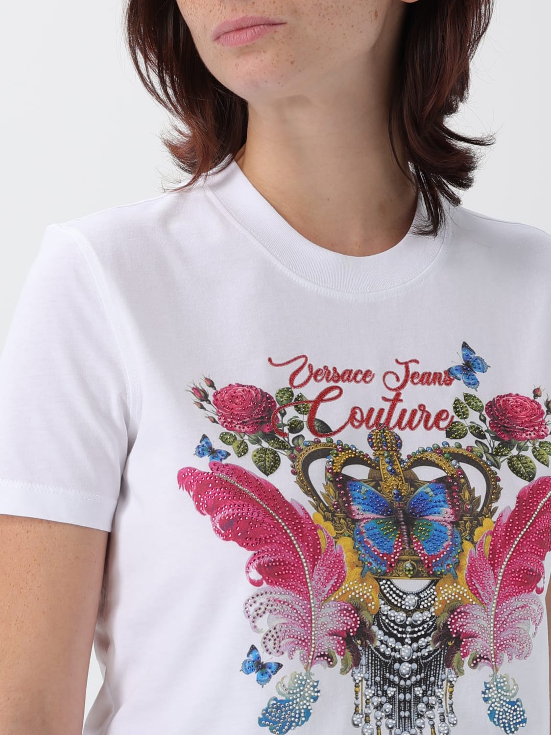 VERSACE JEANS COUTURE CAMISETA: Camiseta mujer Versace Jeans Couture, Blanco - Img 3