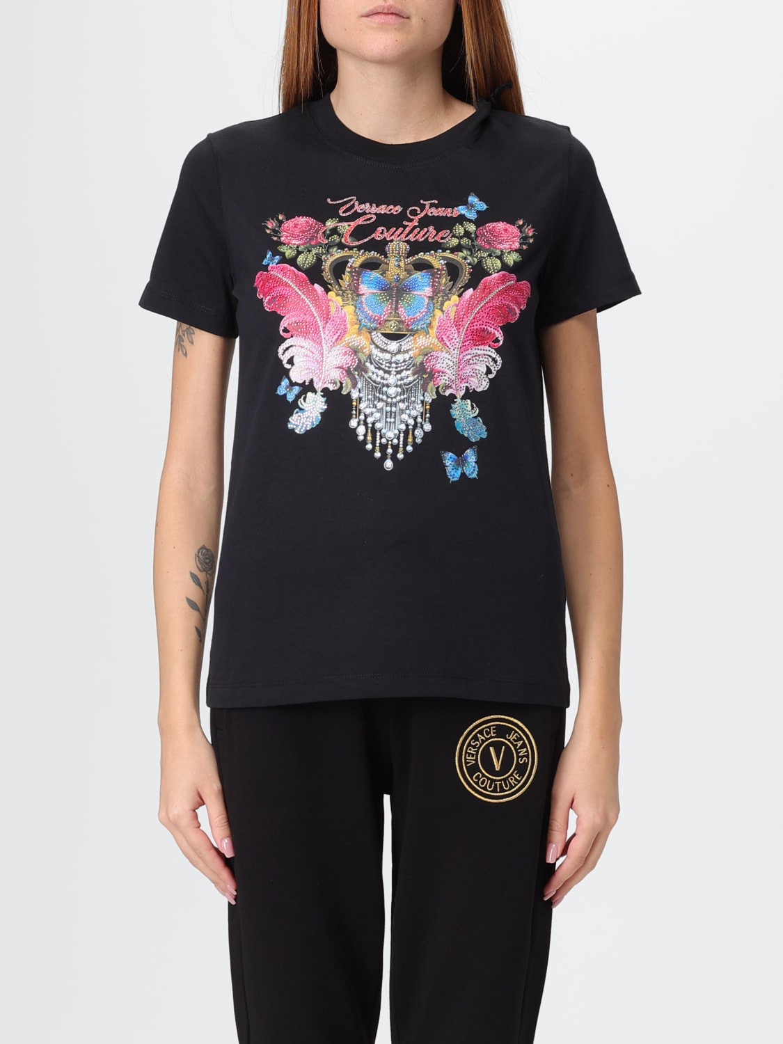 VERSACE JEANS COUTURE T-SHIRT: T-shirt woman Versace Jeans Couture, Black - Img 1